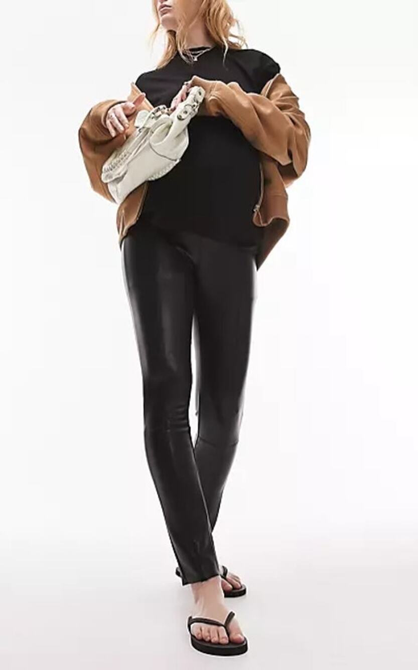 TOPSHOP Maternity Skinny Pants Size 6 Black Faux Leather Stretch NWOT
